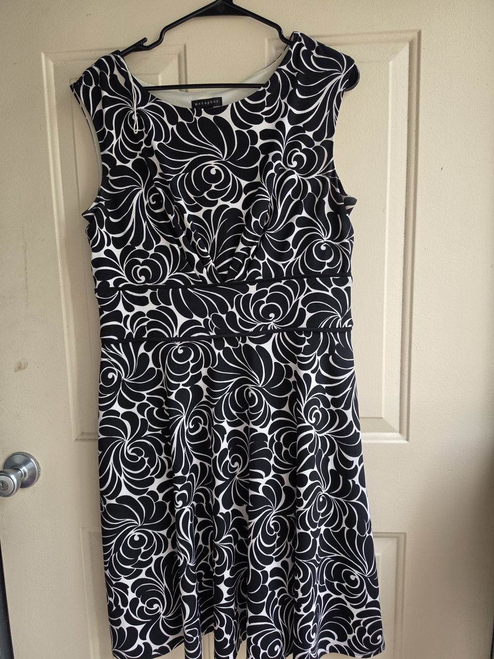 Metaphor Black and White Floral Fit-and-Flare Dress